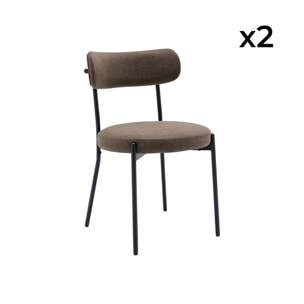 Lot de deux chaises métal et simili cuir marron L 47 x P 49 x H 76.5cm - Livia
