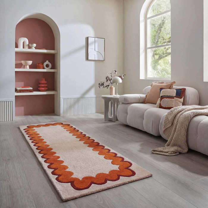 Tapis de couloir à bordure en laine WIGGLE