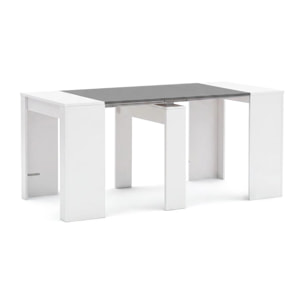 Mesa consola extensible en blanco artik y gris grafito 50-235x90 cm Denis Blanco Artik (Blanco Mate) - Gris Grafito