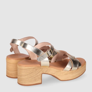 Sandalias de Piel - Oro - Tacón: 6 cm