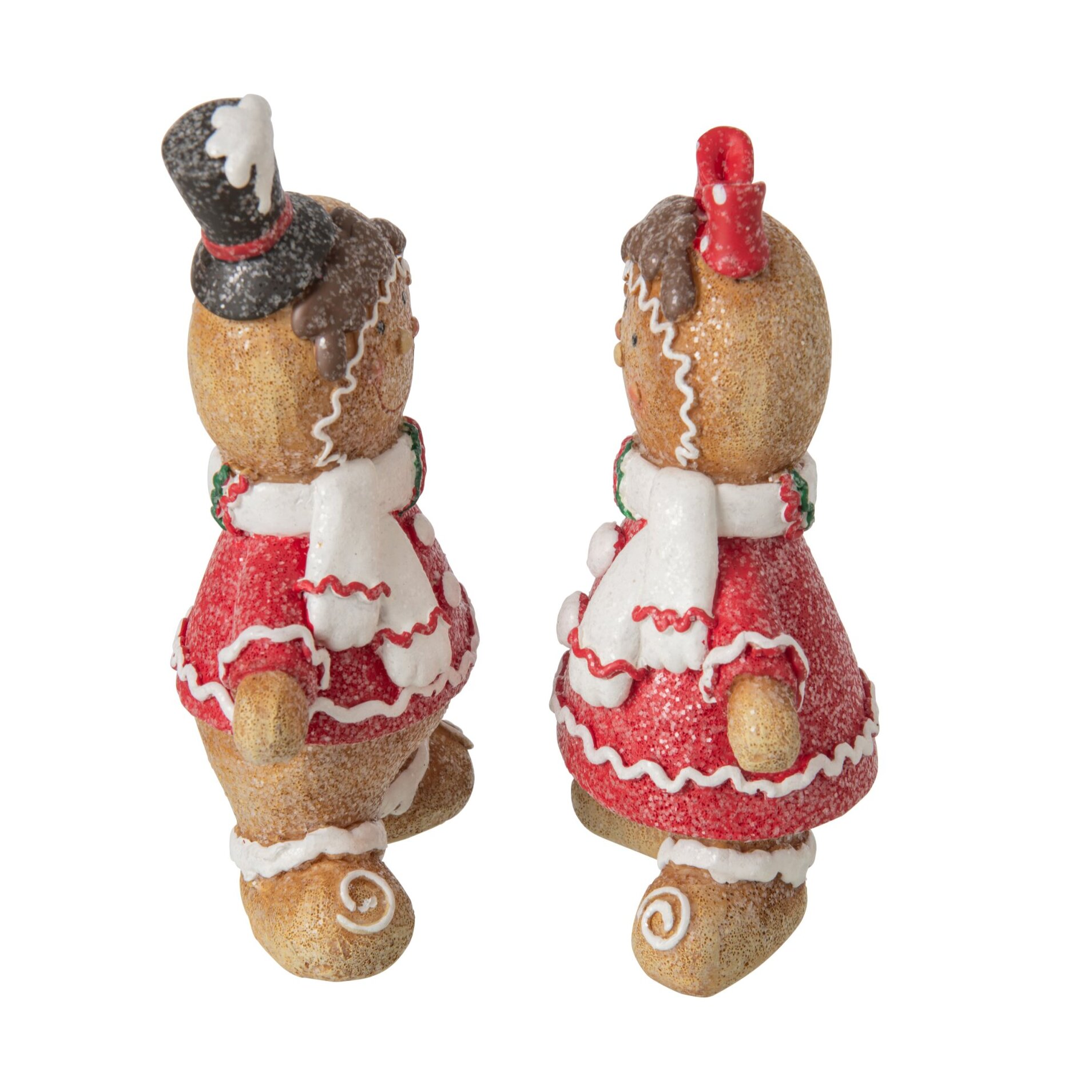 J-Line Pain d’épice - polyrésine - rouge Noël/beige - large - assortiment de 2
