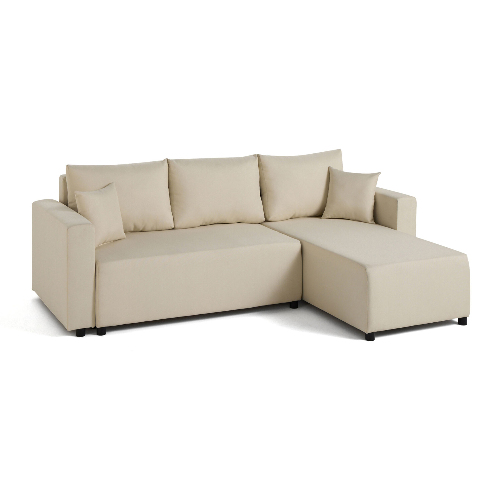 Regala - canapé d'angle réversible - 4 places - convertible avec coffre - en tissu - Beige