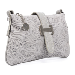 Allerona Bolso de mano Mujer. Piel auténtica Gamuza Grabado Fantasía.