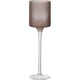 J-Line photophore + Pied Feuilles De Palmier - verre - beige - small