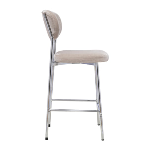 Tabourets de bar fixes en tissu effet velours taupe H65 cm (lot de 2) BREKA