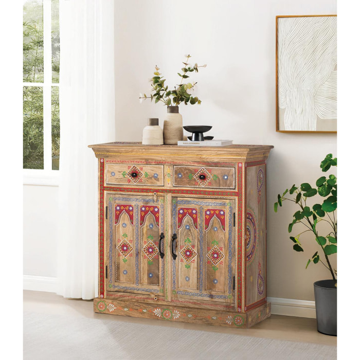 Aparador de Madera de Mango Estilo Artesanal Étnico