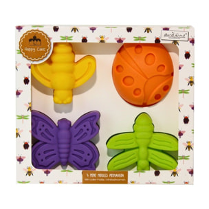 Lot de 4 mini moules en silicone forme insecte, Happy Cake