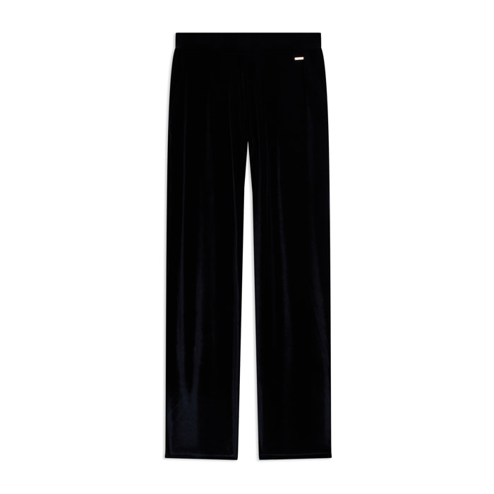 Pantaloni wide leg comfort da donna in tessuto lurex