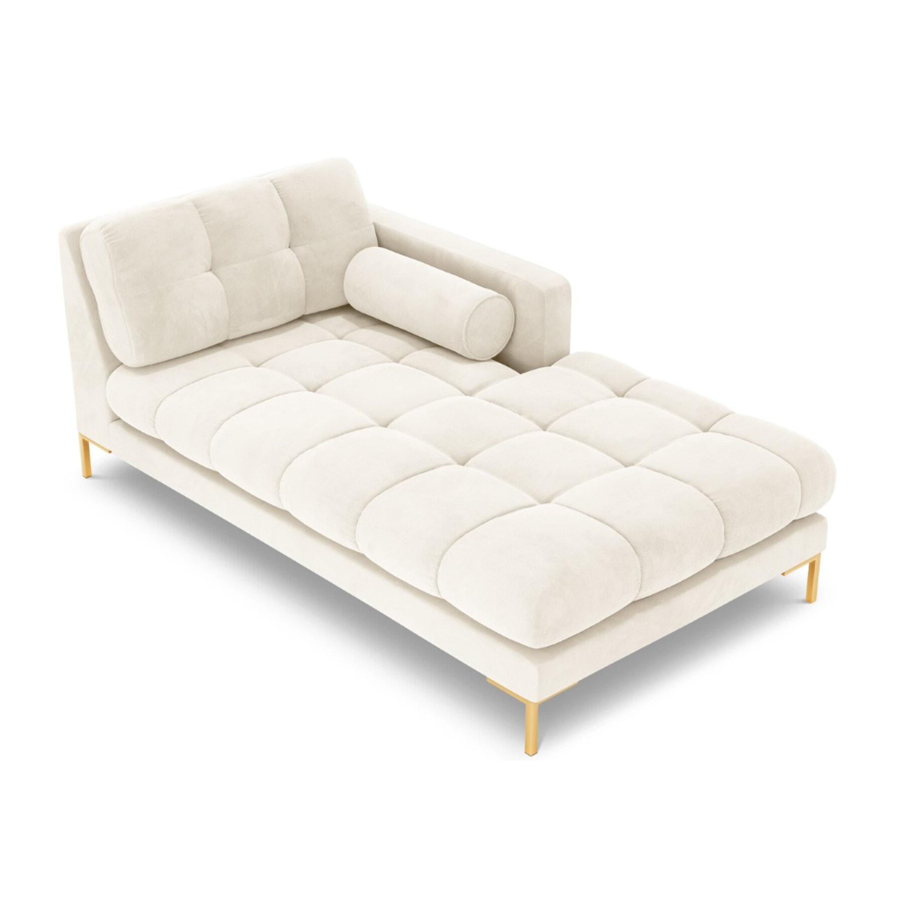 Méridienne droite "Bali" en velours beige clair