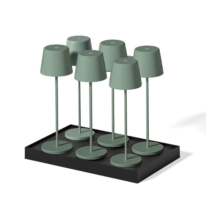 6 Lampes de table KELLY Vert H38cm + base de chargement