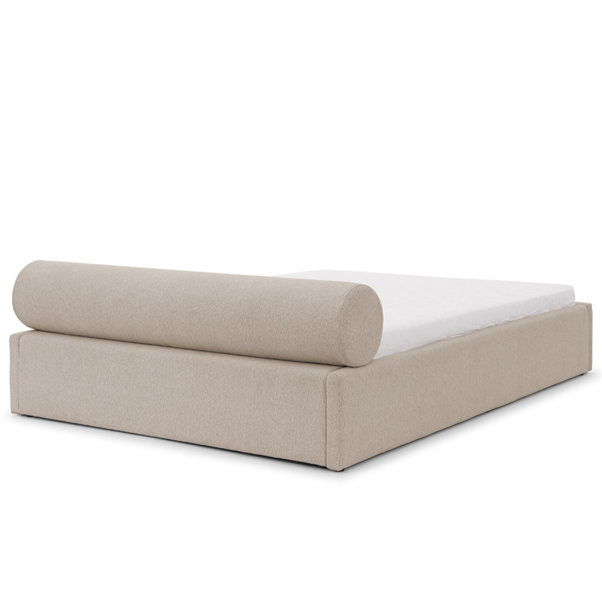 Billy - lit coffre - 160x200 cm - en tissu texturé - sommier inclus - Gris clair