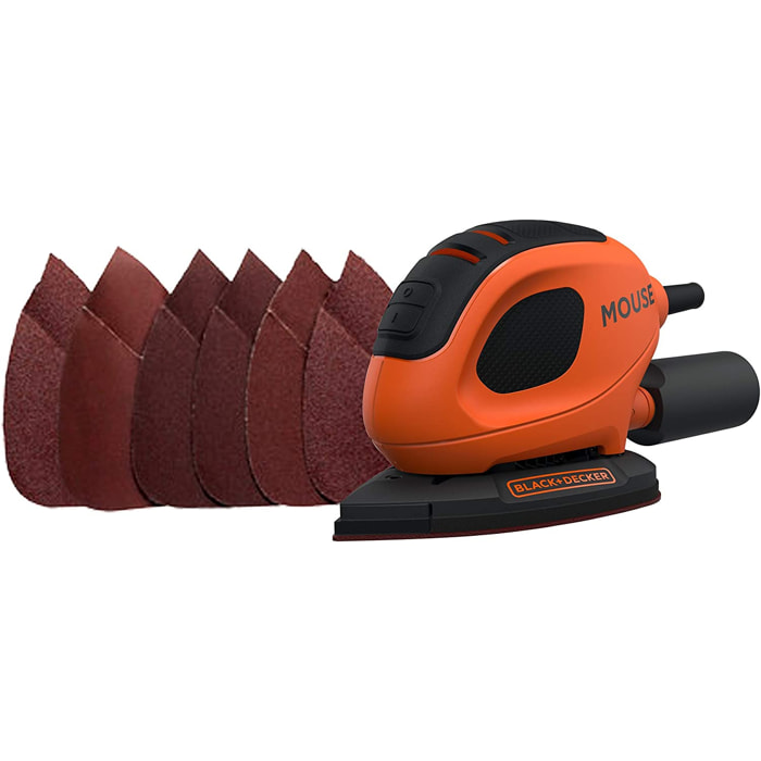 Ponceuse de détail Mouse filaire 55W + 6 brasifs BLACK+DECKER BEW230-QS