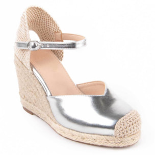 Alpargata De Cuña - Plateado - Altura: 8 Cm