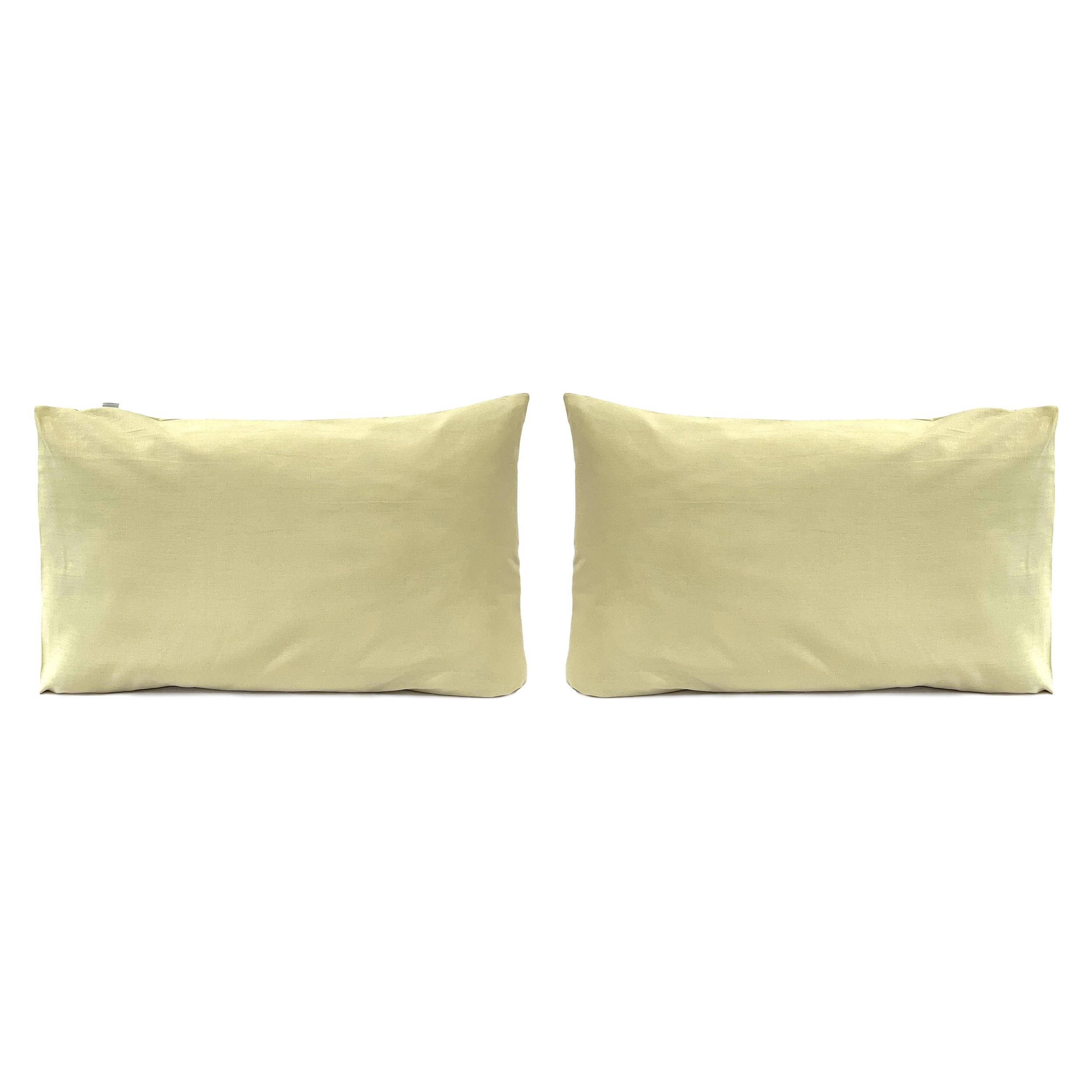 2 taies d'oreiller en lin/coton organic UNI - jaune clair