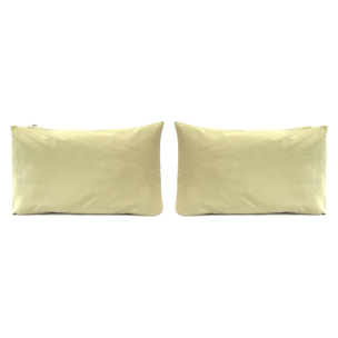 2 taies d'oreiller en lin/coton organic UNI - jaune clair