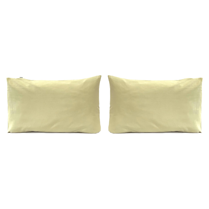 2 taies d'oreiller en lin/coton organic UNI - jaune clair