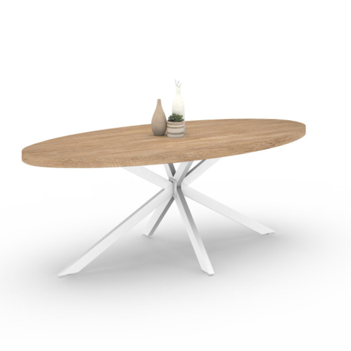 Table repas ovale pieds spider - Bois - Blanc