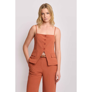Kocca - Top sartoriale con spalline e bottoni Donna, Tinta unita, Scollo quadrato