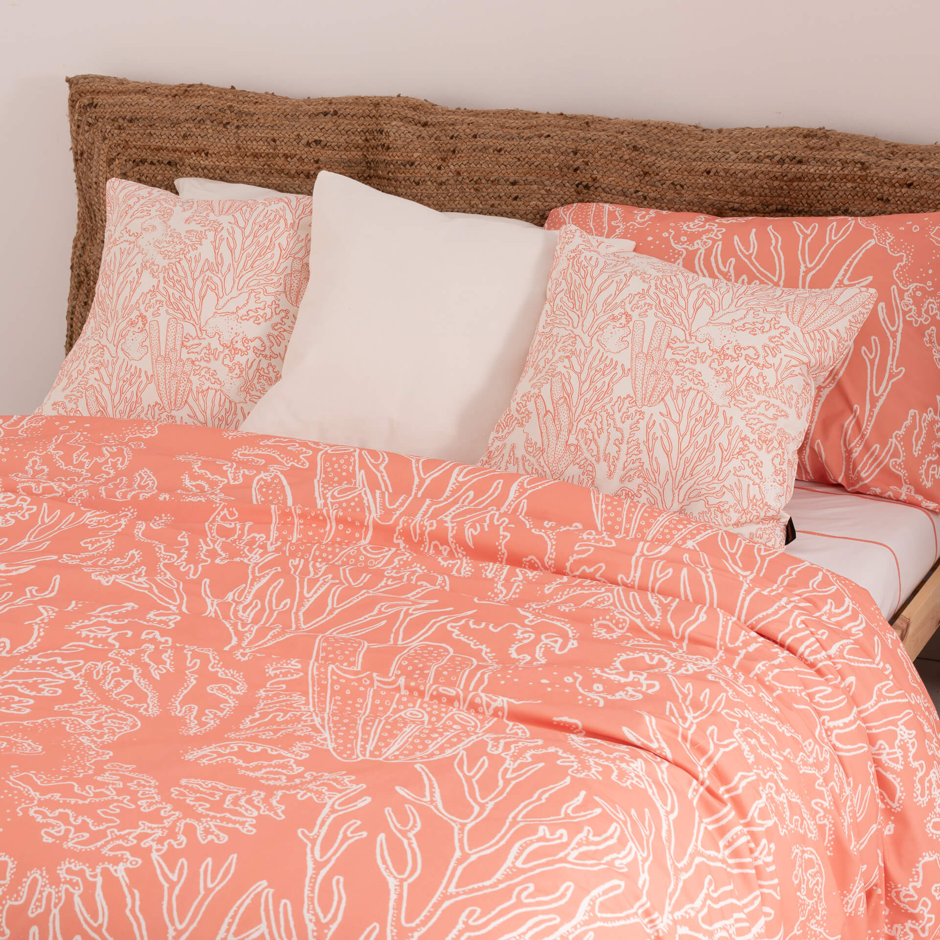 Housse de couette en 100% coton 157 fils Estarit Corail