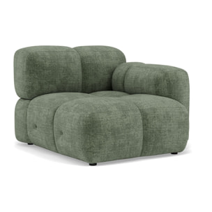 Grace - module d'assise droit en velours texturé - Vert sauge