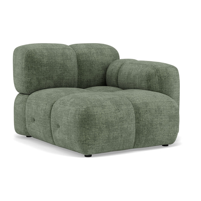 Grace - module d'assise droit en velours texturé - Vert sauge