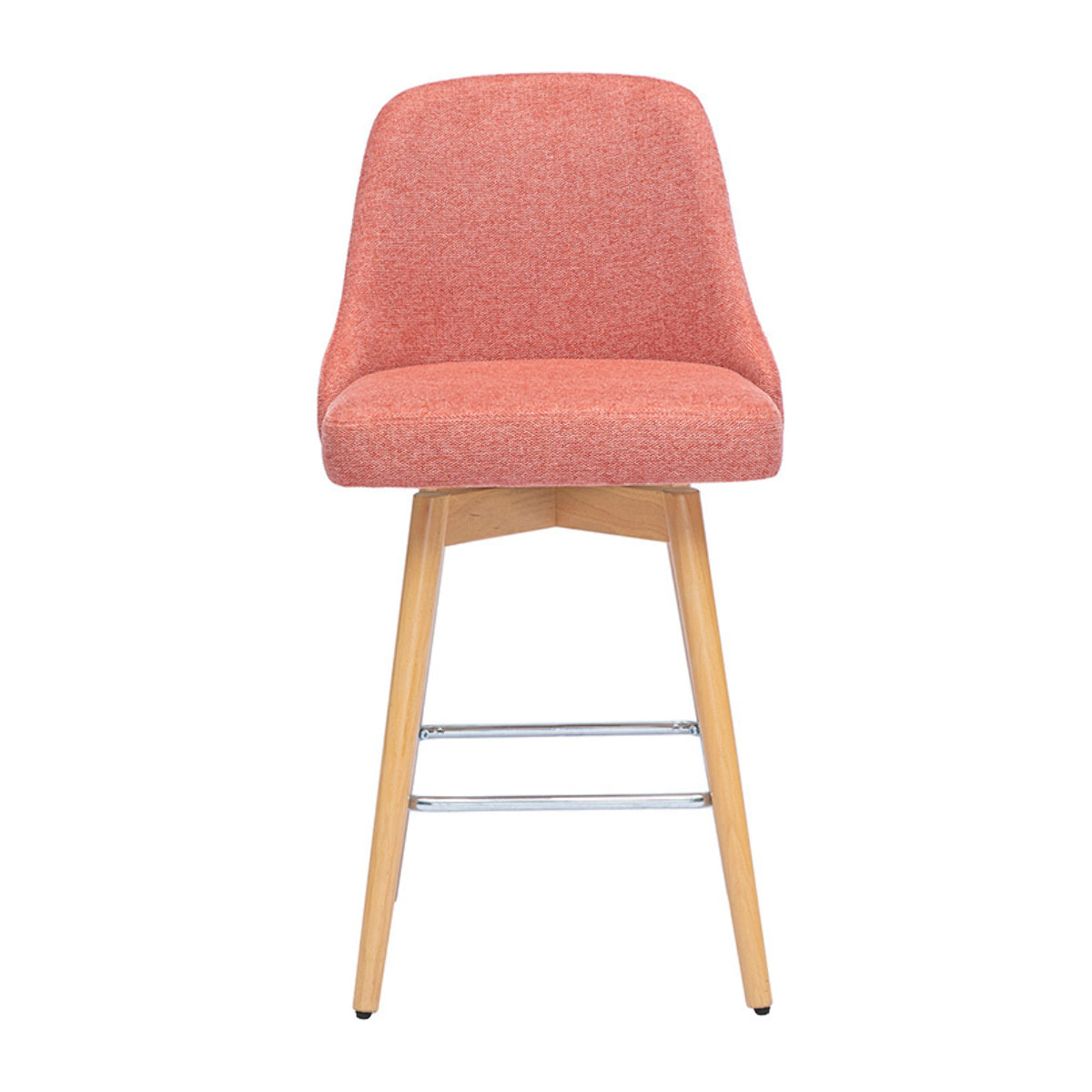 Tabourets de bar scandinaves pivotants 360° en tissu effet velours texturé terracotta et bois hêtre massif H65 cm (lot de 2) HASTA