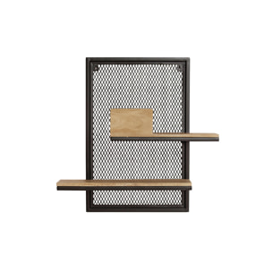 Etagère murale double en bois manguier massif et métal noir L40 cm RACK