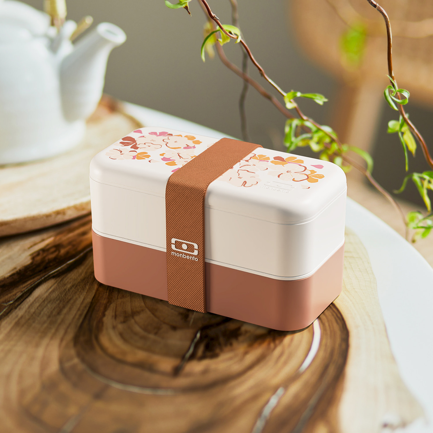 Set repas lunch box 2 étages 1L graphic Floral + accessoires