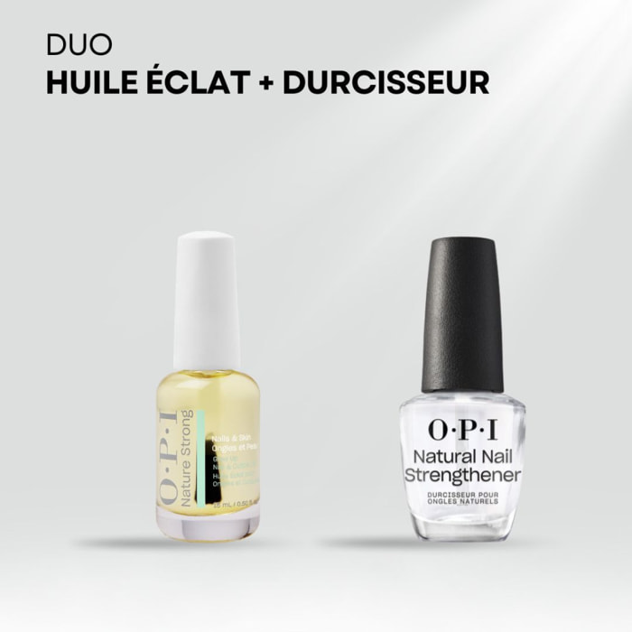 Duo Base Coat et Durcisseur - 15ml Huile Eclat pour Ongles et Cuticules Nature Strong, 15ml