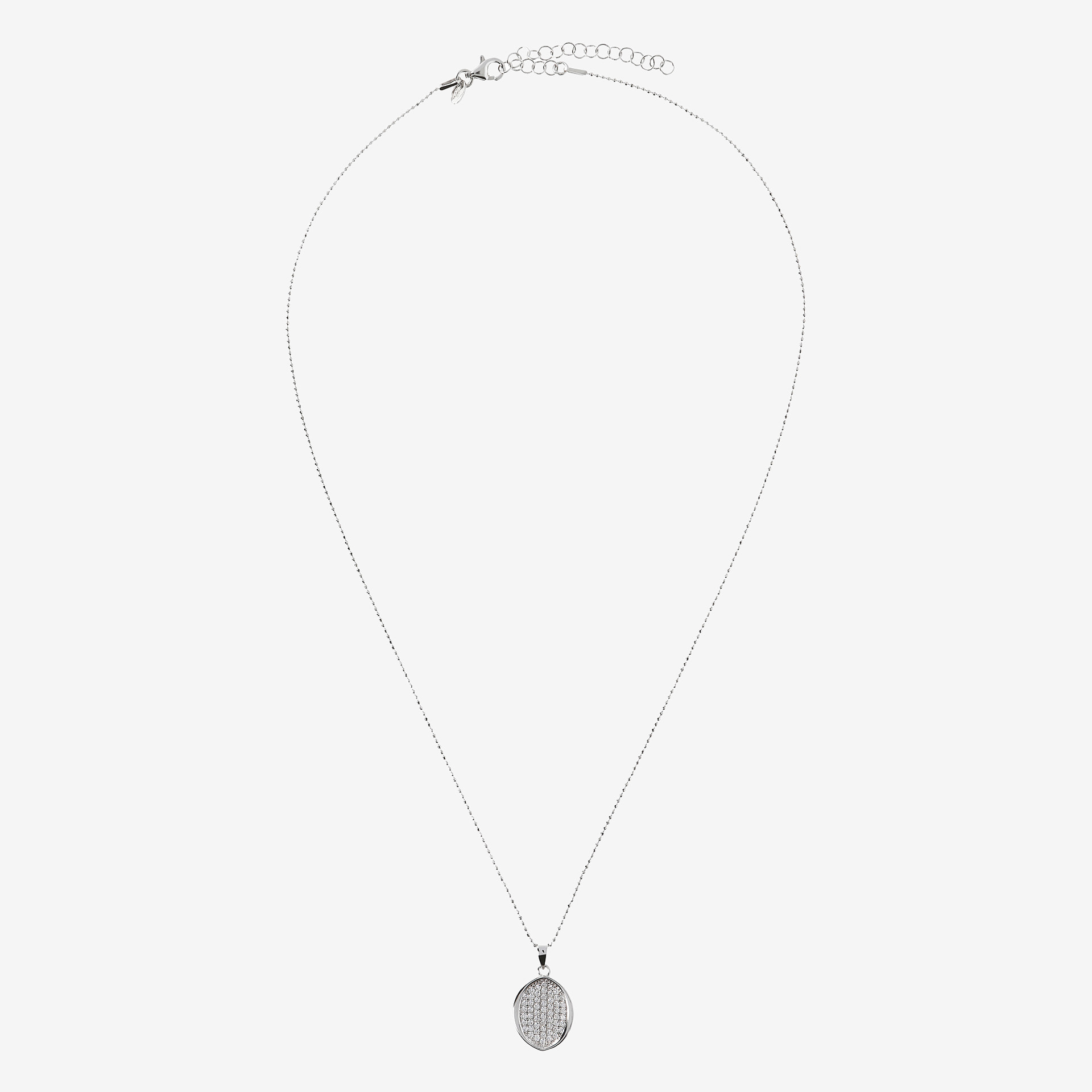 Collana  in Argento 925 con Pendete Ovale in Pavé di Cubic Zirconia