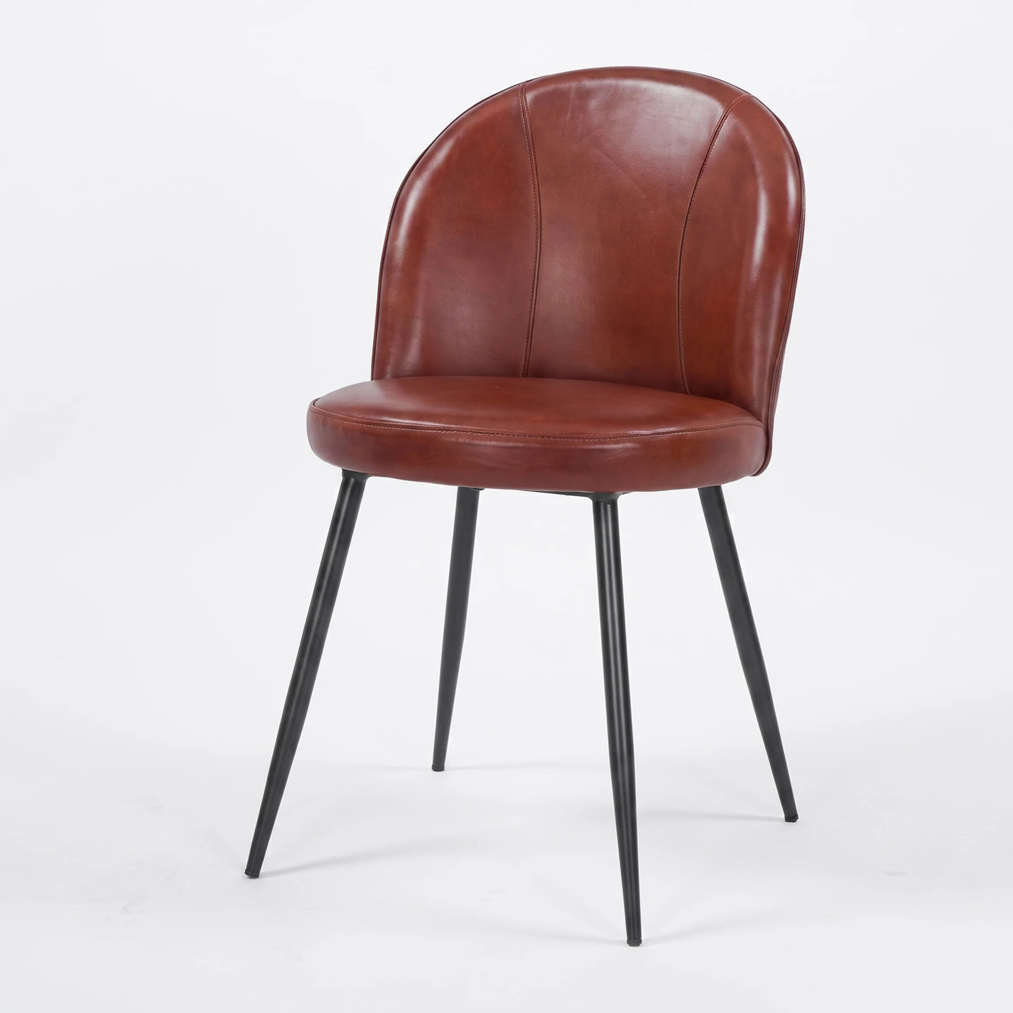 Lot de 2 chaises en cuir de buffle marron rouge - Célestin