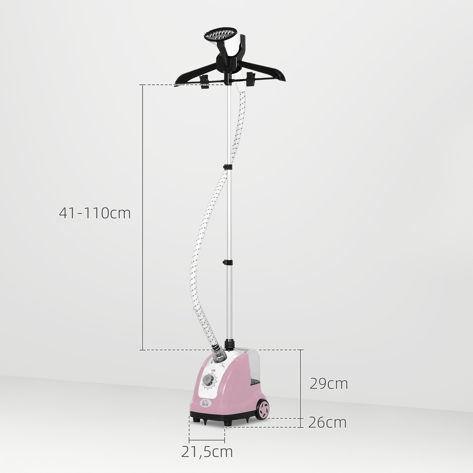 Plancha Vertical 1800W 1,4 L Plancha de Vapor Vertical con Temperatura Ajustable en 11 Niveles y Barra Telescópica Centro de Planchado Vertical para Hogar Oficina Rosa