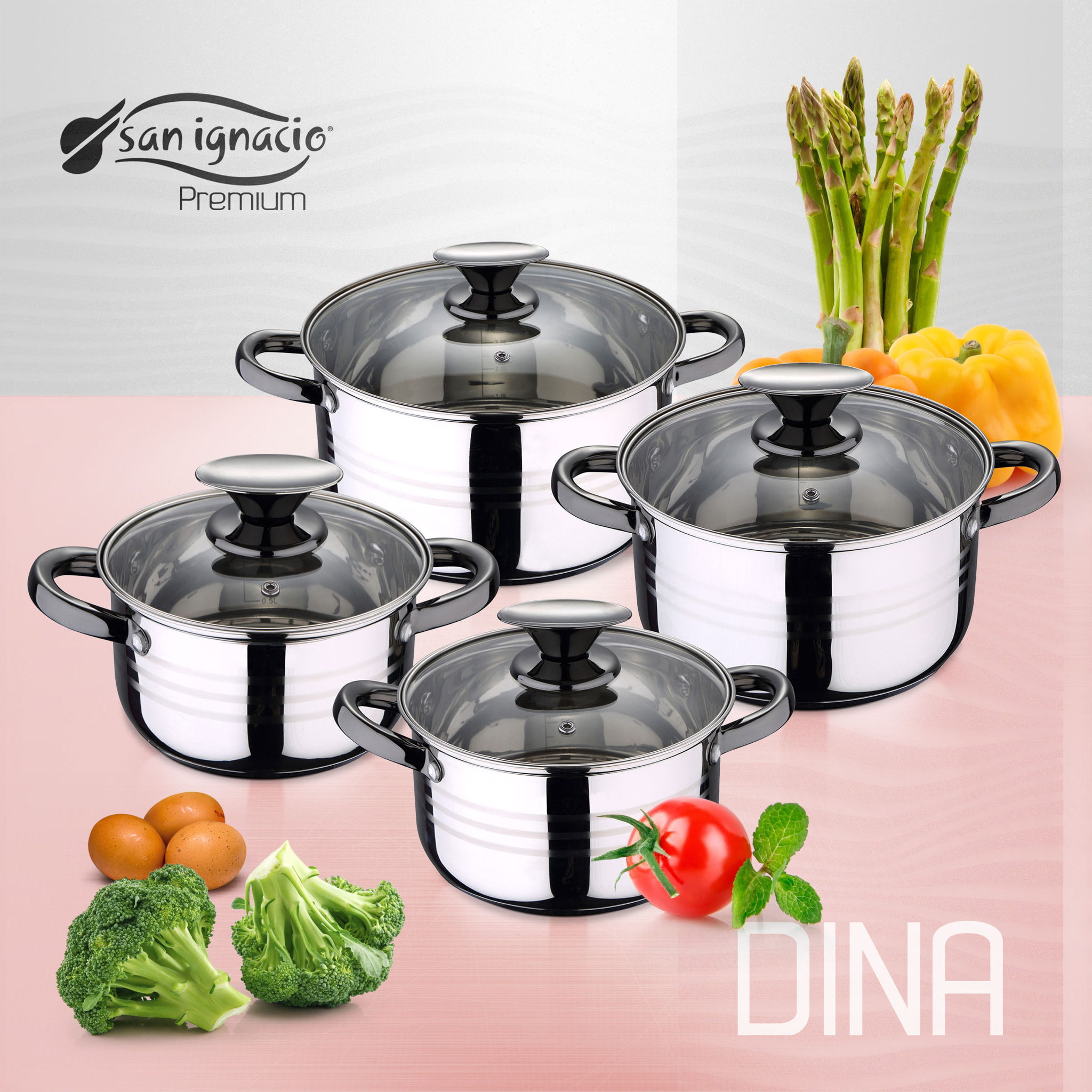 PACK DE 3 SARTENES Ø20/24 y 28 cms + BATERÍA DE COCINA 8PC EN ACERO INOXIDABLE