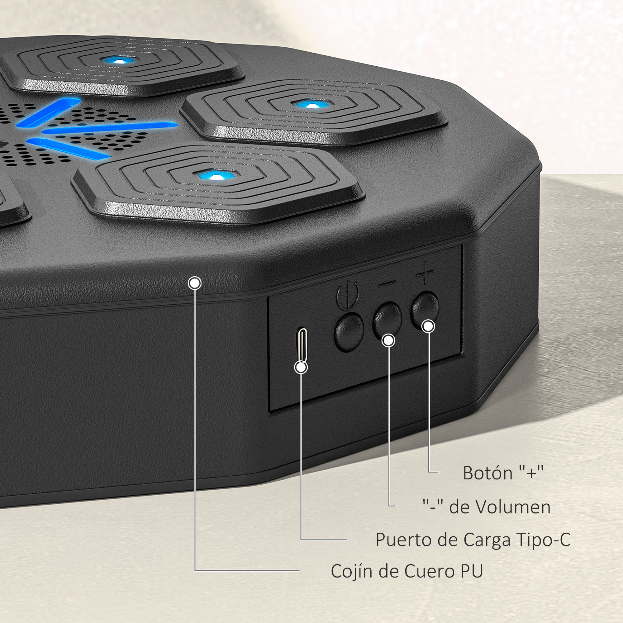 Boxeo Pared Musical con Conexión Bluetooth, Máquina Boxeo Musical Pared con Luces LED, para Adultos y Niños en Casa, Oficina, Gimnasio