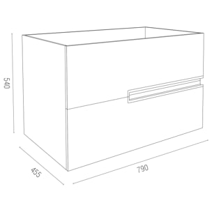 Meuble de salle de bains 80cm Chêne Clair 2 tiroirs avec Vasque céramique blanche - ONE