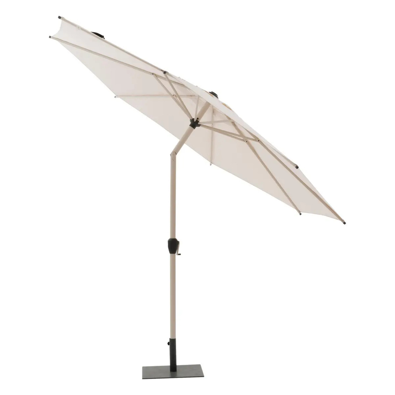 Parasol droit rond inclinable "Loompa" argile & blé 3m en aluminium et polyester