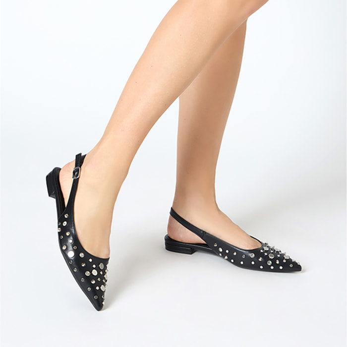 Ballerine slingback donna nere con borchie