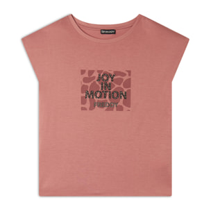 T-shirt cropped senza maniche in jersey viscosa con grafica