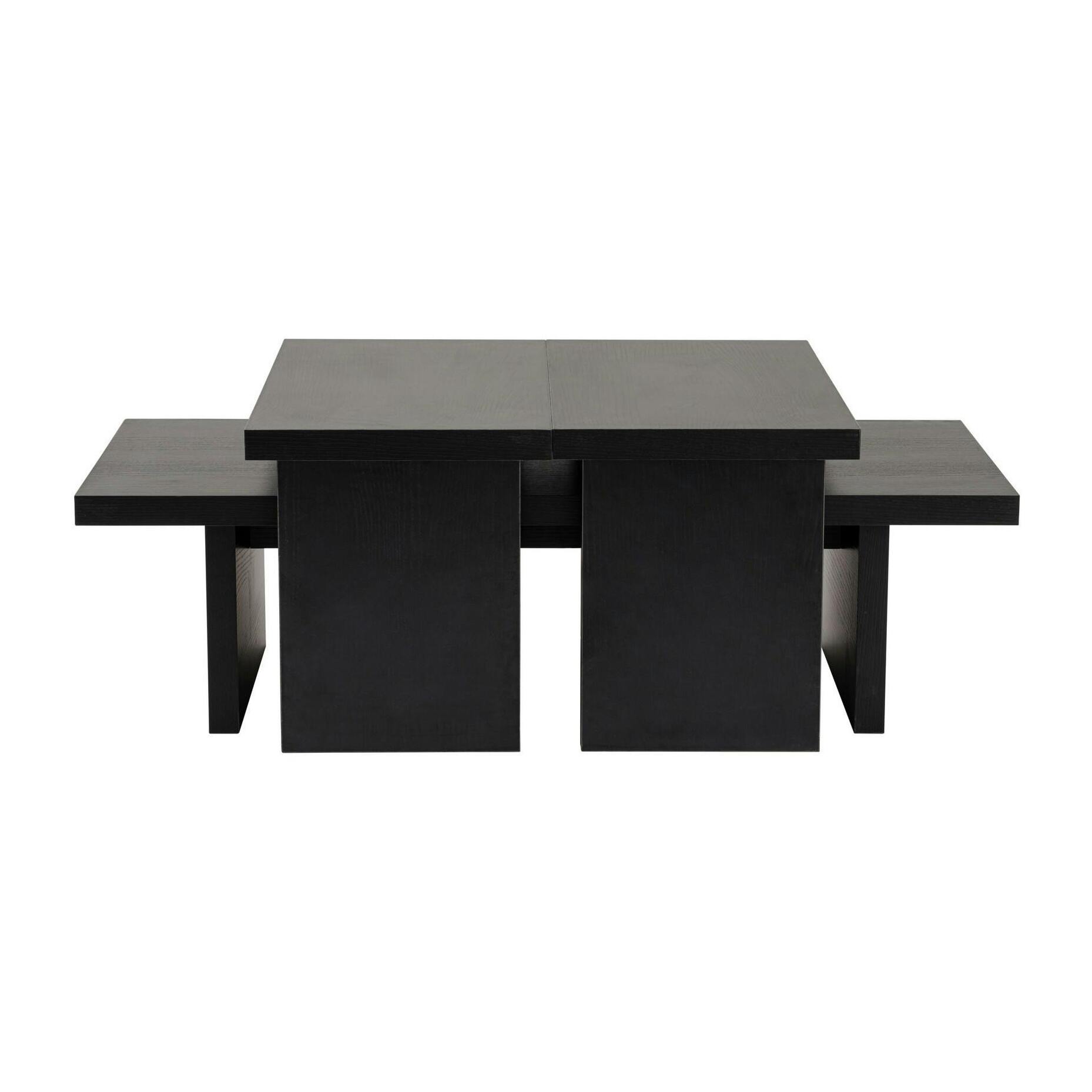 Table basse gigogne design – effet bois noir (3 pièces) MARFA