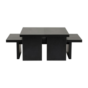 Table basse gigogne design – effet bois noir (3 pièces) MARFA