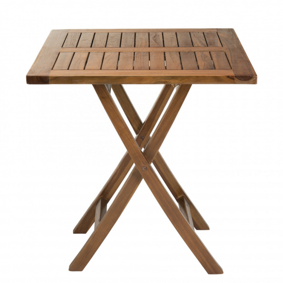 HANNA - Table de jardin 2 personnes - carrée pliante 70x70cm en bois teck huilé