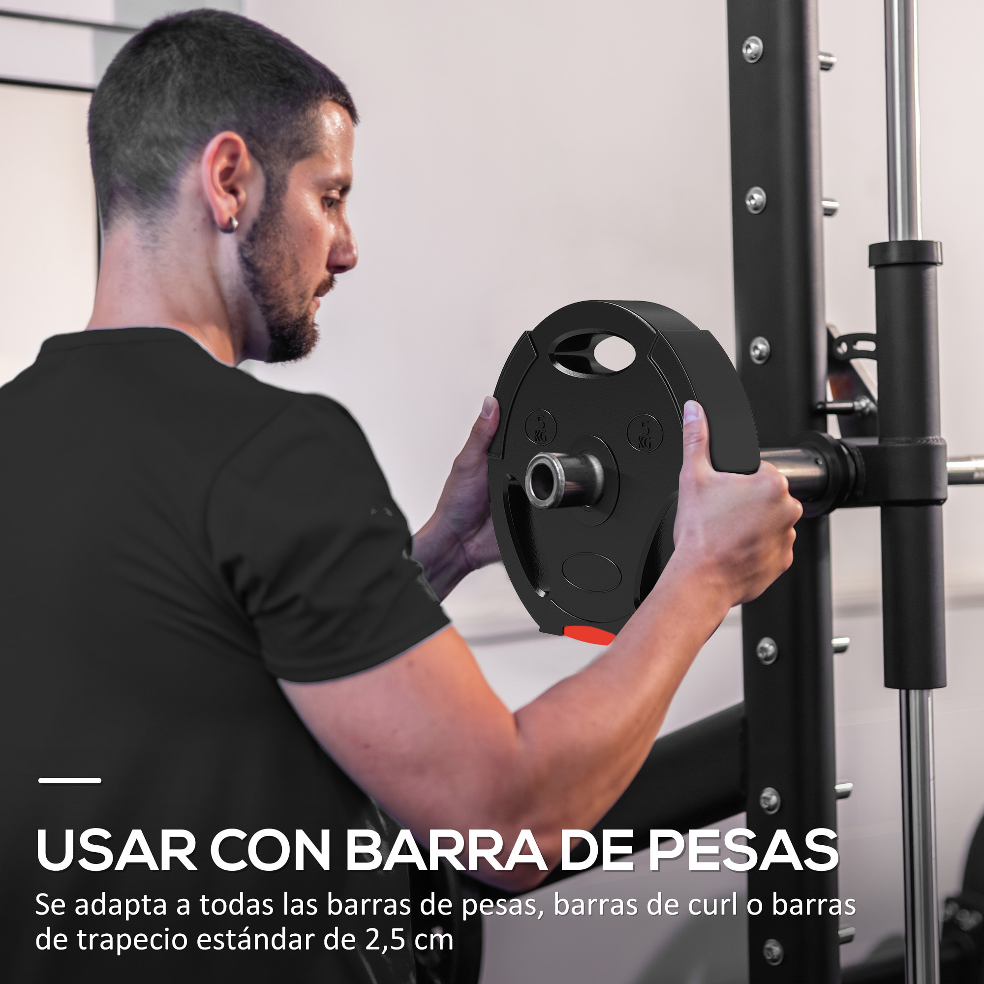 Juego de Discos Pesas de 4 Piezas Discos de Pesas Total 25 kg 2x7,5 kg 2x5 kg con Orificios de 2,5 cm para Entrenamiento Fitness en Hogar Gimnasio Negro