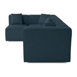 Arty - canapé modulable d'angle gauche 5 places - en tissu mailles 3D - Bleu canard