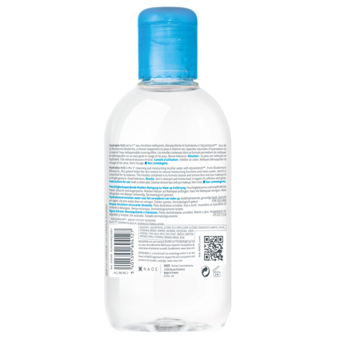 Hydrabio H2O - Eau Micellaire Démaquillante Hydratante - Peaux Sensibles Déshydratées