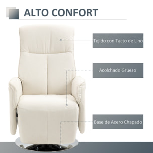 HOMCOM Sillón de Masaje Eléctrico con Reposapiés Sillón Relax Giratorio Reclinable hasta 135° con Control Remoto 10 Zonas de Masaje y Bolsillo Lateral 68,5x84x110 cm Crema