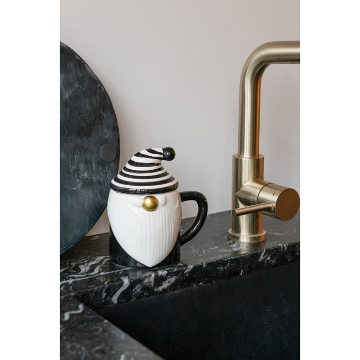 J-Line mug + couvercle Père Noël Dolomie - céramique - noir/blanc