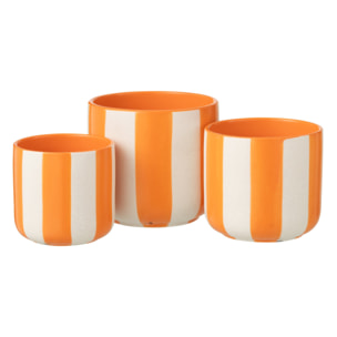 J-Line Cachepot Ligné - céramique - orange/blanc - large