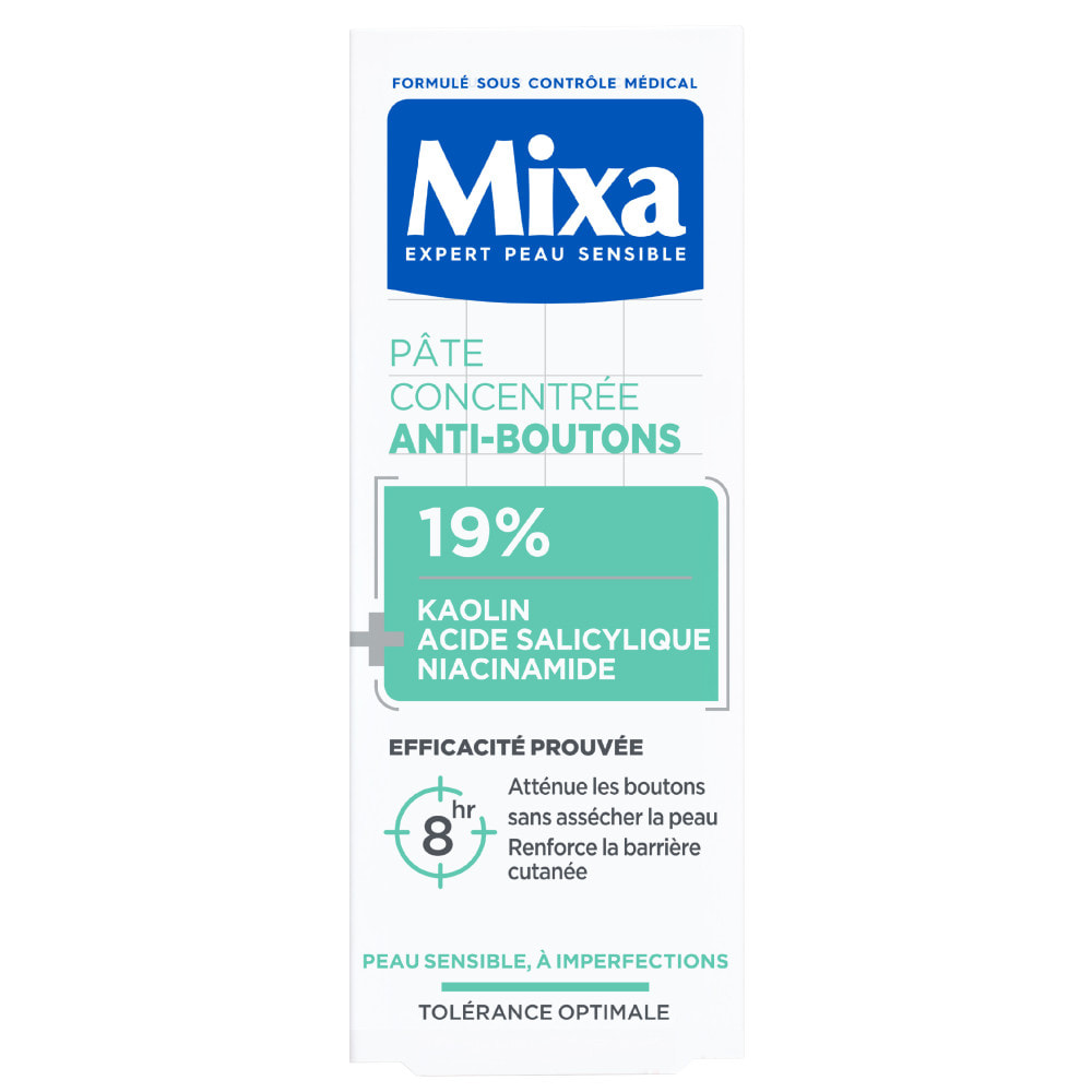 Mixa Pâte Concentrée Anti-Bouton, Pâte Anti-Boutons Ciblée à l'Acide Salicylique et à la Niacinamide- Action rapide sur tous les