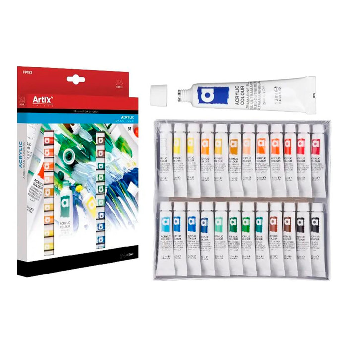 PINTURA ACRÍLICA 24 TUBOS x 12 ml