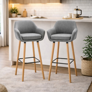Lot de 2 tabourets de bar – Confortables et élégants – Design scandinave